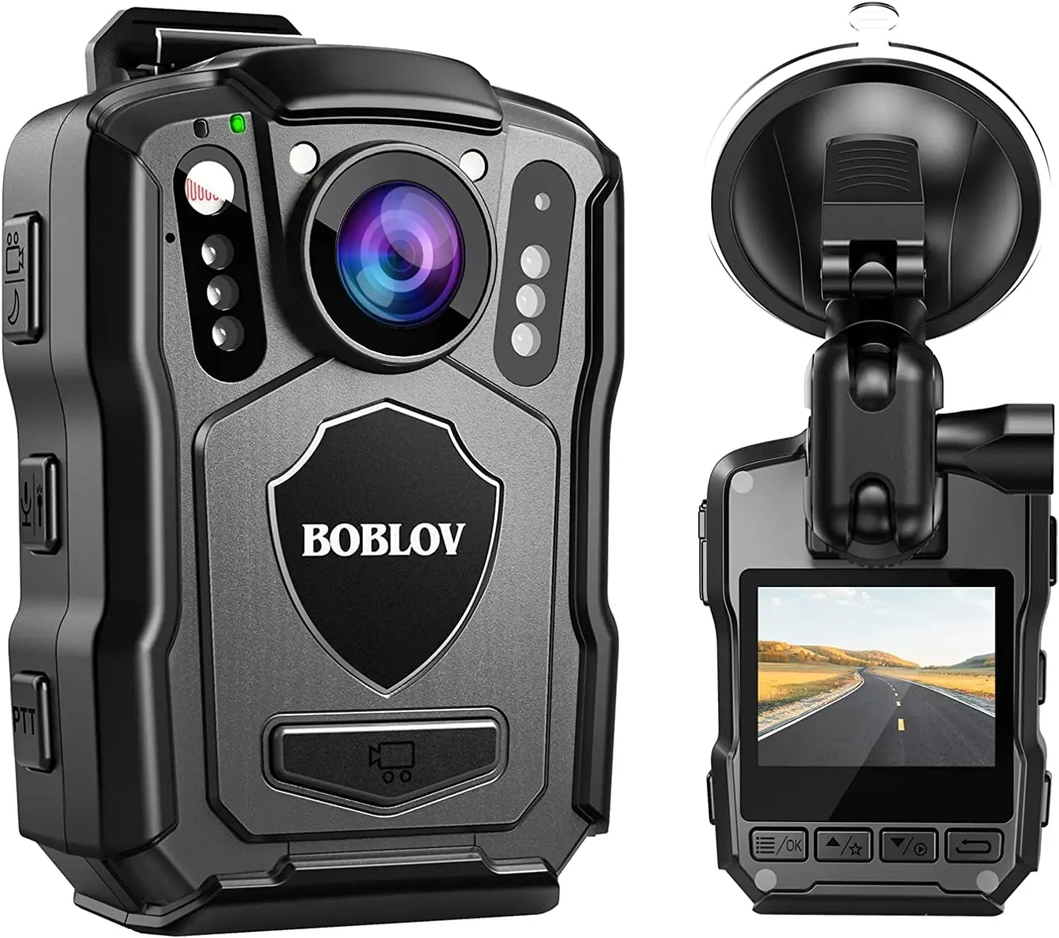

BOBLOV M5 2K Body Camera , 4200mAh 15Hrs Recording, GPS & IP67 Waterproof, Dashcam Suction Mount for Law Enforcement/Security