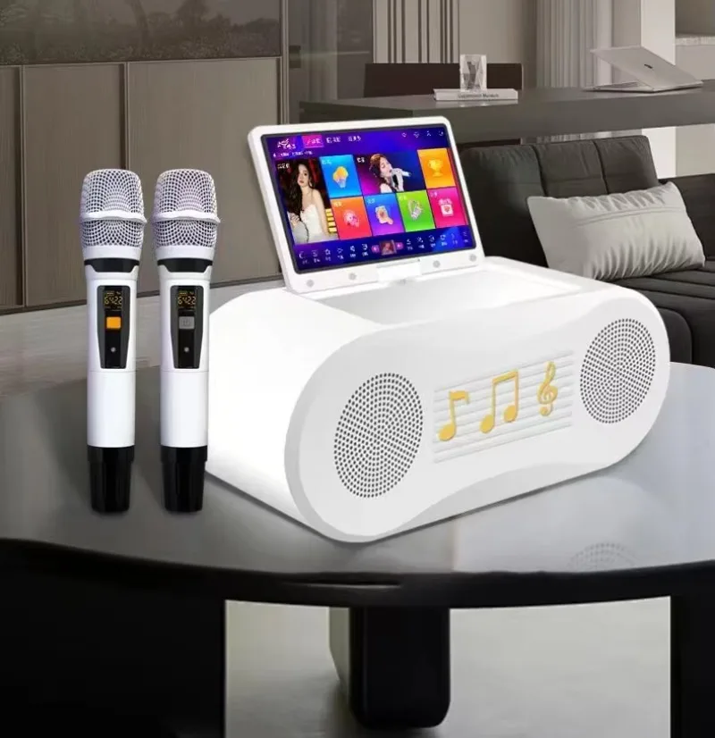 

Portable Professional WiFi Karaoke Machine with Touch Screen KTV Partybox System 2 Wireless Metal Microphones for Family Parties