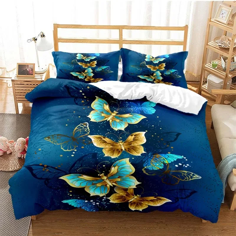 

Purple Bedding Set Linens Duvet Cover Bed Quilt Pillow Case 3D Comforter Lavender Butterfly Double Full King Queen Twin Single