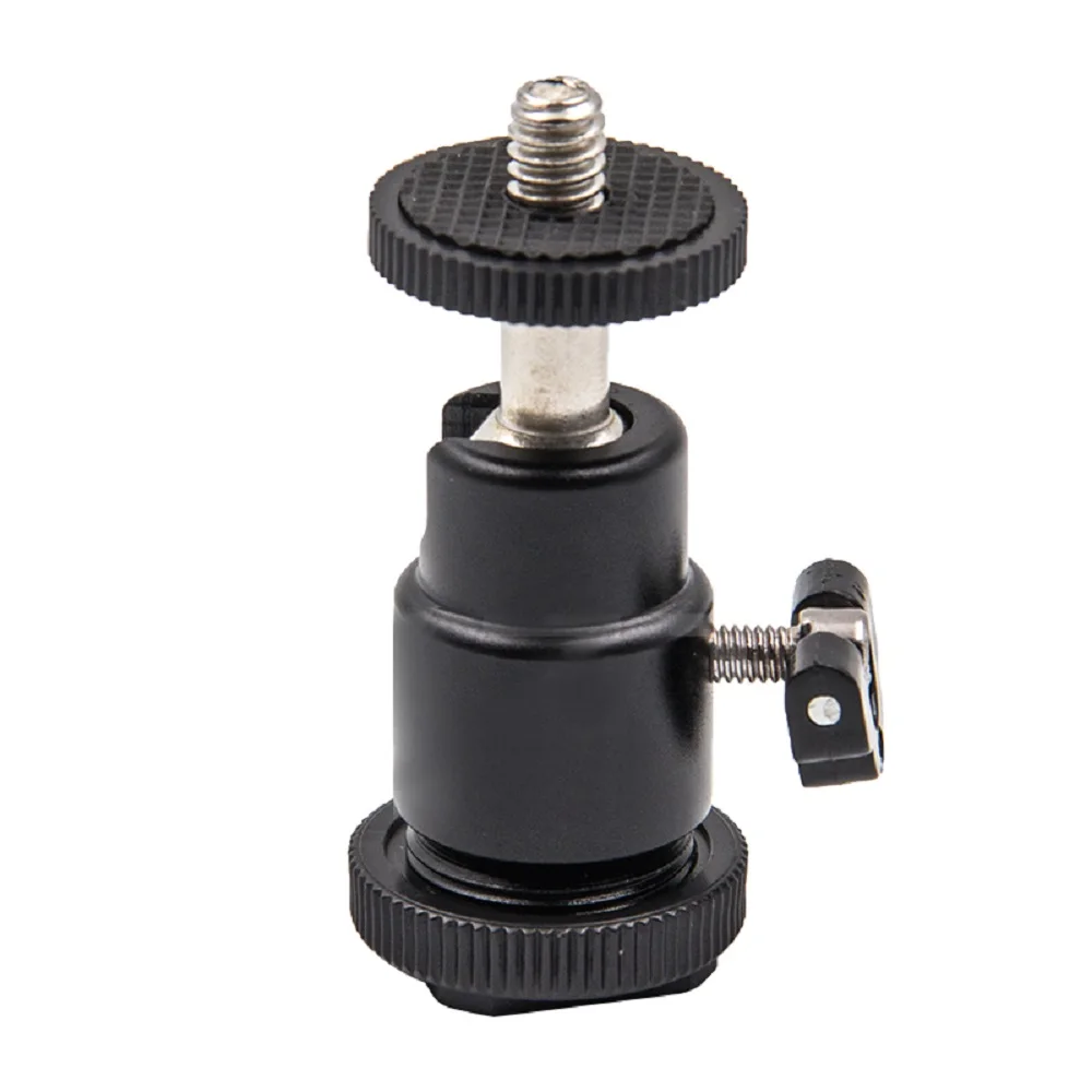 Screw Metal Tripod Ball Head 360 degree Rotatable Adapter with Knob Lock 1/4 inc Screw Interface Universal Ball Pan Tilt Bracket