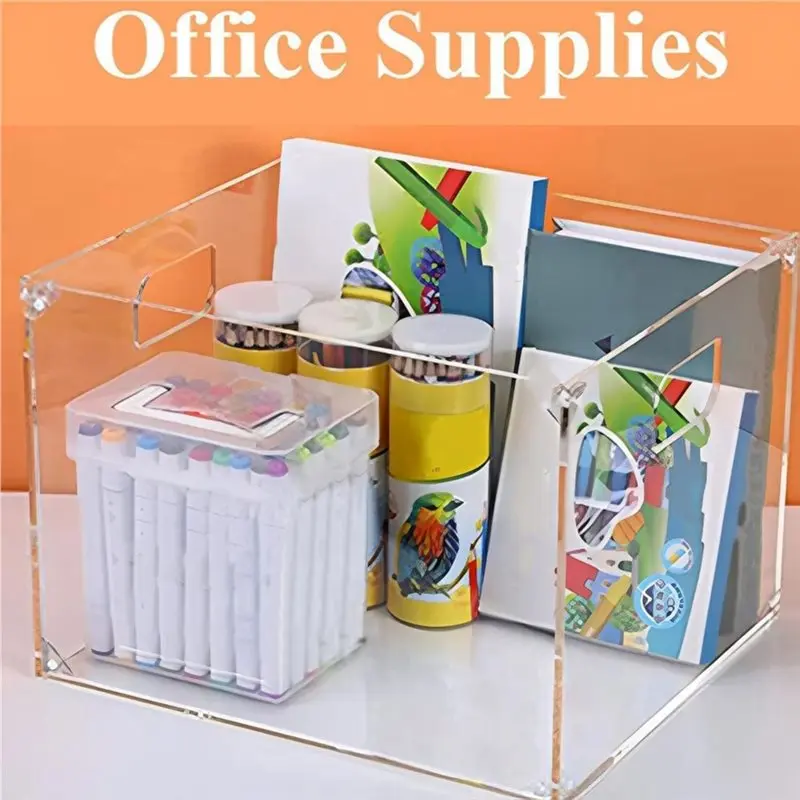 A53M-Clear Acrylic File Organizer,With Handles-Acrylic File Holder For Office, Easy Assembly Required-Letter/A4 Document Storage