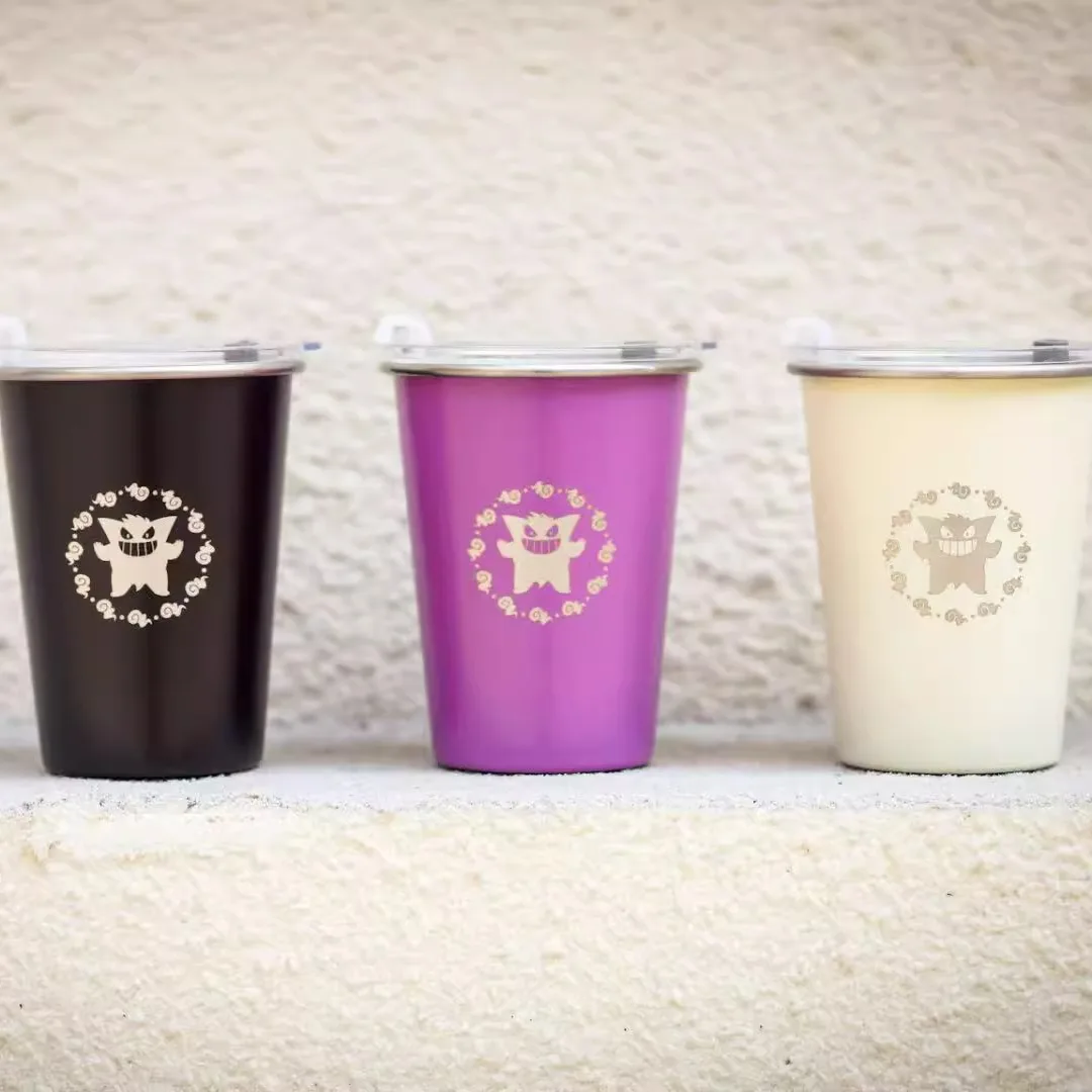 

Cantonese Fan-Related Cam Cup with Lid And St Stainl Steel round Columnal Simple Design Drinking Cup