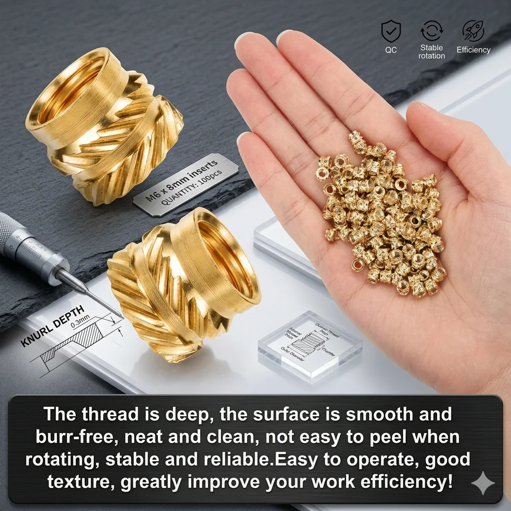 M3 M4 M5Heat Set Insert Nut Brass Knurled Threaded Embedment Nuts M3x5x4 M4x6x5 M5x7x5 for 3D Printing Plastic Injection Molding