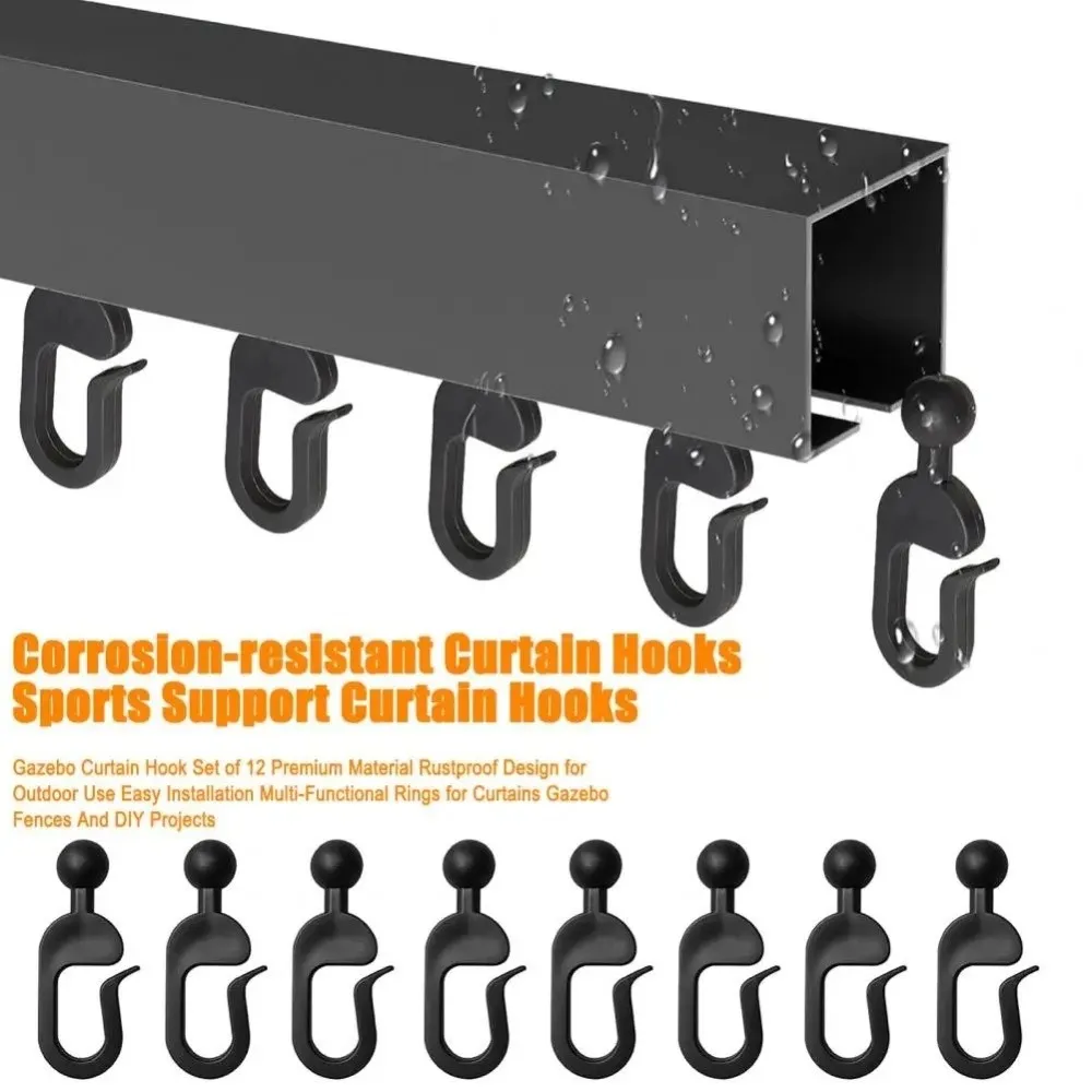 

20pcs Plastic Curtain Hooks Rustproof Waterproof Mosquito Netting Rings Smooth Sliding Corrosion-resistant Hook Accessories