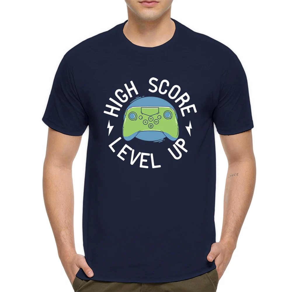 Mens 100% Cotton T Shirt Game Controller Cartoon Handheld Gamepad Circle Background Print Breathable Short Sleeve Daily Wear