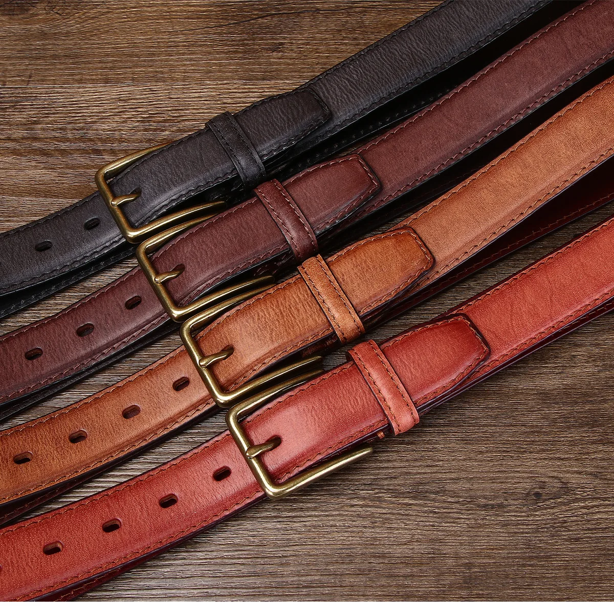 本革カジュアルメンズパンツベルトビジネスレトロ手作りトップレイヤー植物なめし純粋な牛革ベルト