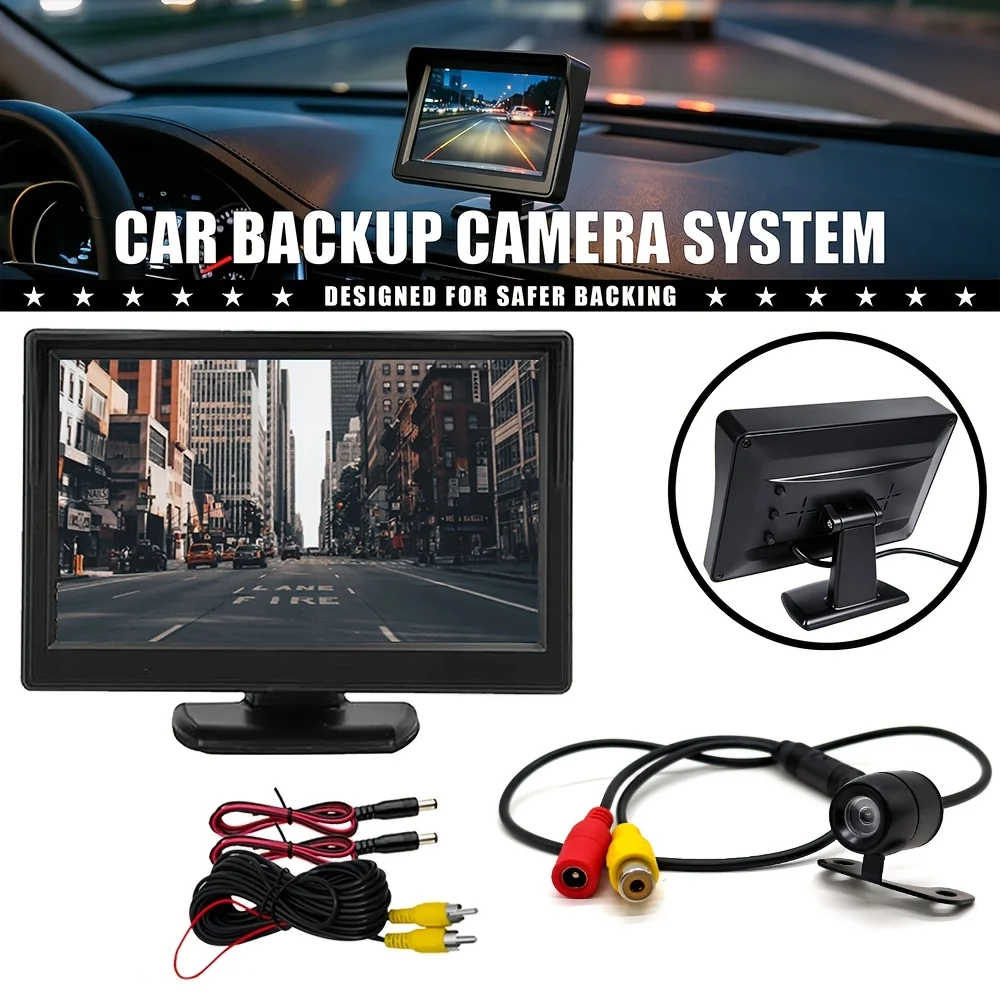 4.3'' Car Backup Camera Kit Night Vision HD Monitor Reverse System for For Car SUV Pickup Truck Wagon RV