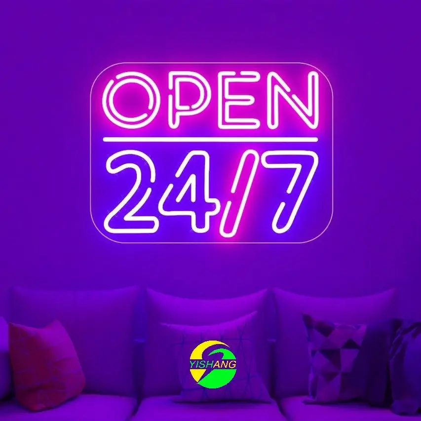 OPEN - LED Neon Sign For Business Store, Modern Open Sign, 24/7 Open Neon Sign, Custom Neon Sign, Night Light