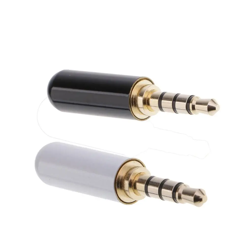 4 Pole TRRS 3.5mm Male Audio Jack Metal Solder Connector Headphone Assembly Plug for Mic PC and AV Gear