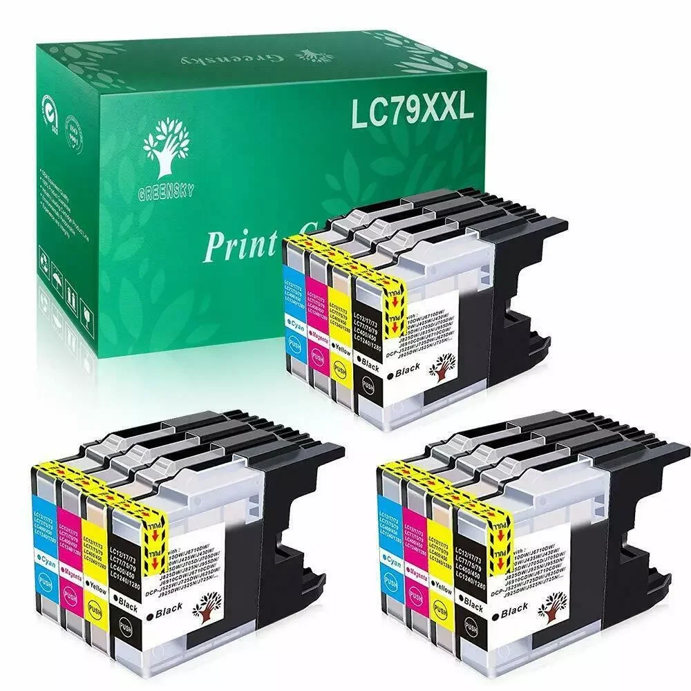 12PK LC75 LC79 Ink Cartridge Set for Brother LC71 MFC-J430W DCP-J525N MFC-J435DW