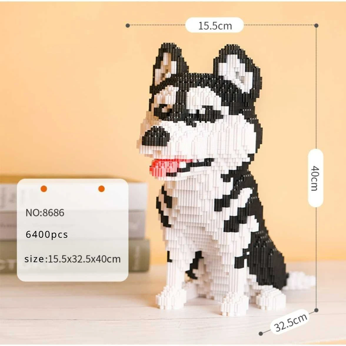 Klocki dla psa dla dorosłych trudne puzzle dla dzieci klocki Husky Shiba uroczy kreskówka zwierzę DIY prezent urodzinowy