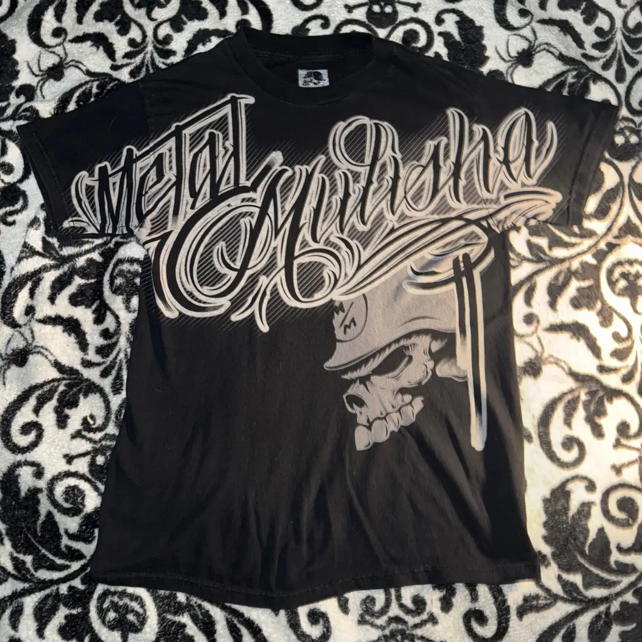 

American retro Metal Mulisha skull T-shirt Street motorcycle style print short-sleeved extreme sports trendy top