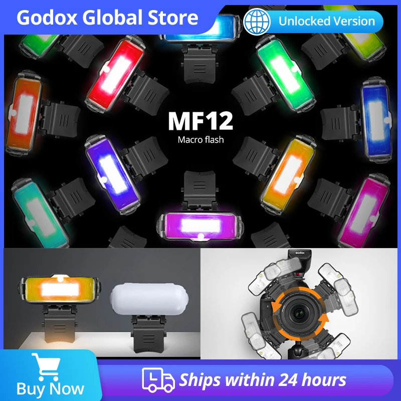 

Godox MF12 Macro Mini Flash Speedlite built-in Godox X System TTL Flash + Color Filter Diffuser for Macro Shots