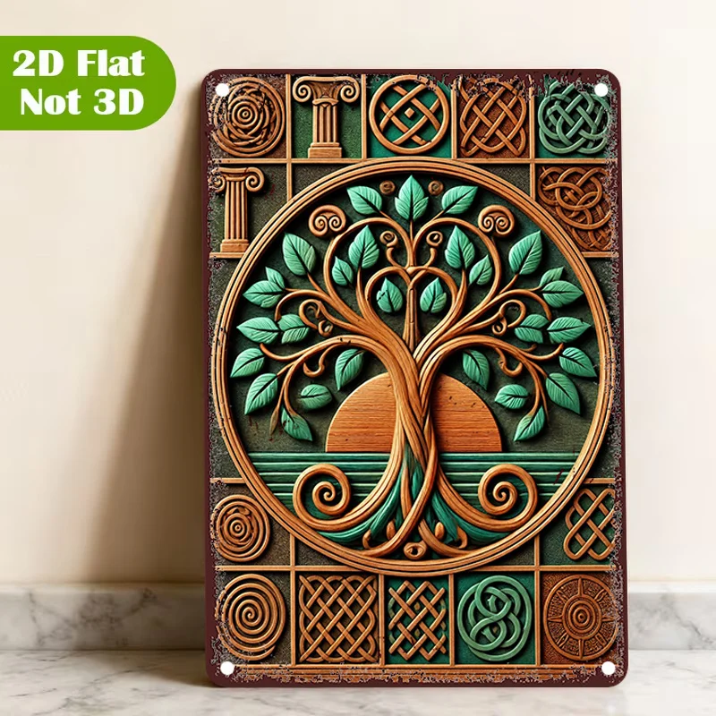 CIFBUY Celtic Knot Tree Of Life Metal Wall Art, Aluminum Waterproof Spiral Decor Sign for Home Dining Room Garage Gift