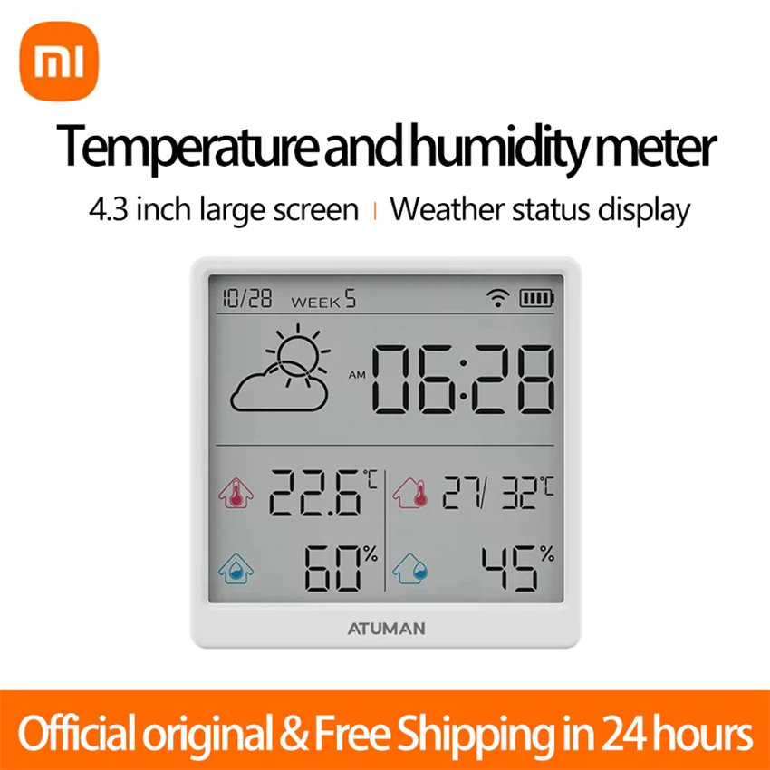 Golbal Version Xiaomi Duka TH3 Electronic Temperature Humidity Sensor Wifi Smart Rechargeable Digital Thermometer Hygrometer