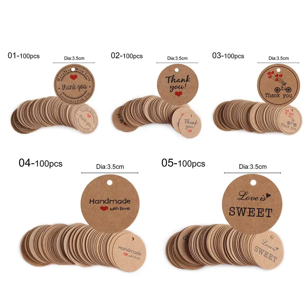 100PCS Party Kraft Paper Package Tag Cards Price Label Red Heart Gift Tags