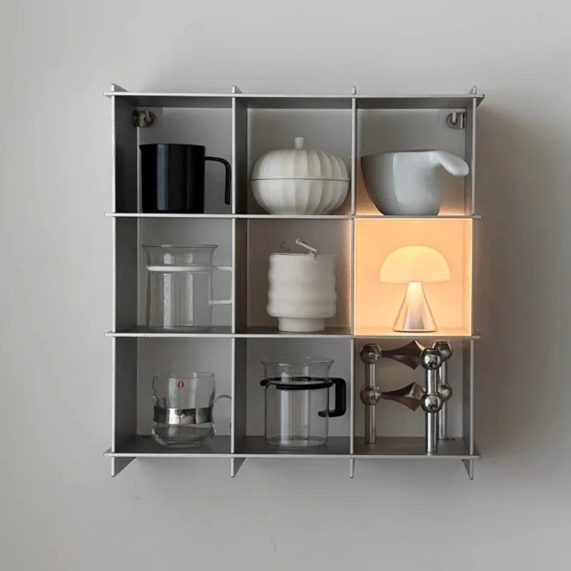 Aluminum Alloy Bauhaus Wall Mounted Cup Shelf, Multi-Tier Desktop Display Rack, 2-in-1 Storage for Coffee Bar Modern Home Decor