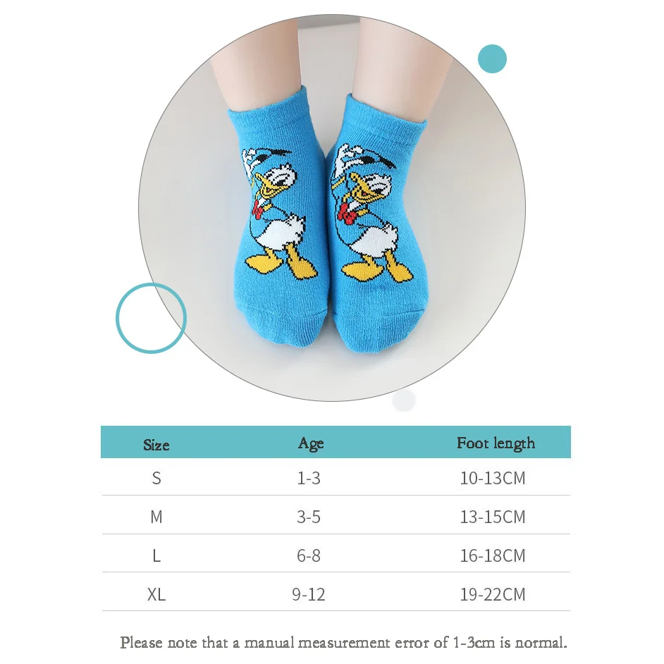 5 Pairs Disney Kids Socks Mickey Mouse Donald Duck Pooh Bear Cute Cartoon Spring Summer Cotton Boat Girls Boys Children\'s Socks