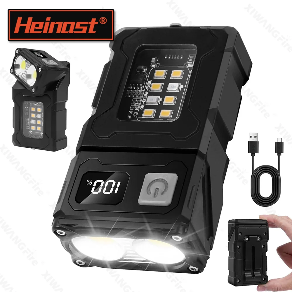 مصباح يدوي LED محمول فائق السطوع صغير قابل لإعادة الشحن LED شعلة مغناطيسية مع ضوء طوارئ جانبي COB للتخييم والمشي لمسافات طويلة