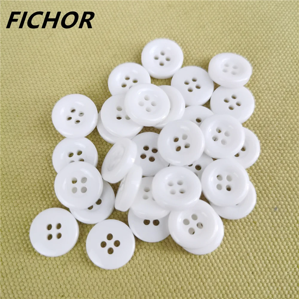 

30/50pcs 11mm 4 Hole Milky White Round Resin Buttons Cute Fashion Clothes Button For Handmade Scrpbooking Craft Accessories