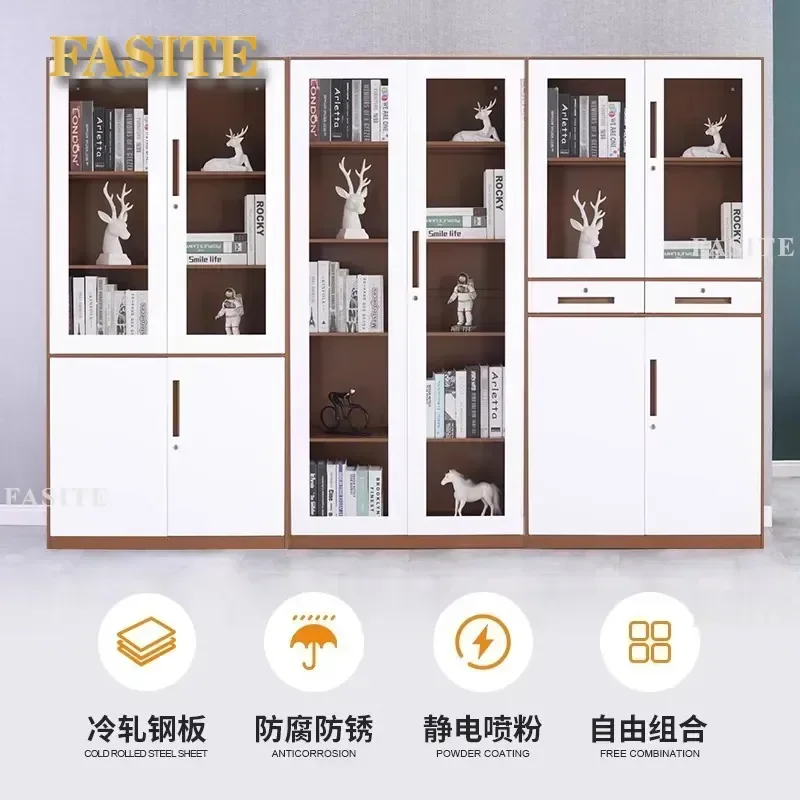 For Thickened Iron File Cabinet Office Storage Locked Financial Voucher Organizer Easy Assembly Disassembly Durable Metal