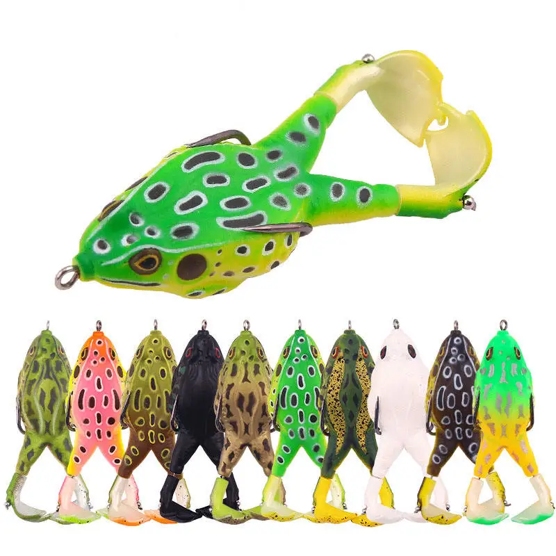 Simulation Thunder Frog Lure Bait Barbed Double Hook Rotating Fins Trapping Black Fish and Bass Fishing Gear Wholesale