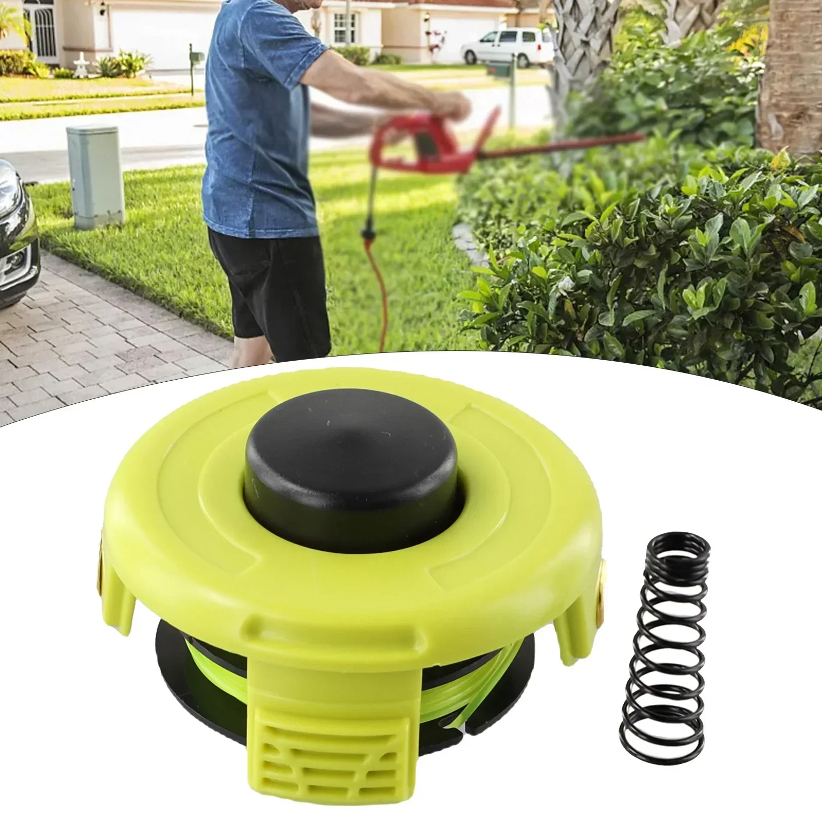 Linha de Carretel de Aparador e Conjunto de Mola de Cobertura para Ryobi-rac118 1.2 mm Rlt3525s Carretel e Tampa Conjunto de Mola Aparador de Grama
