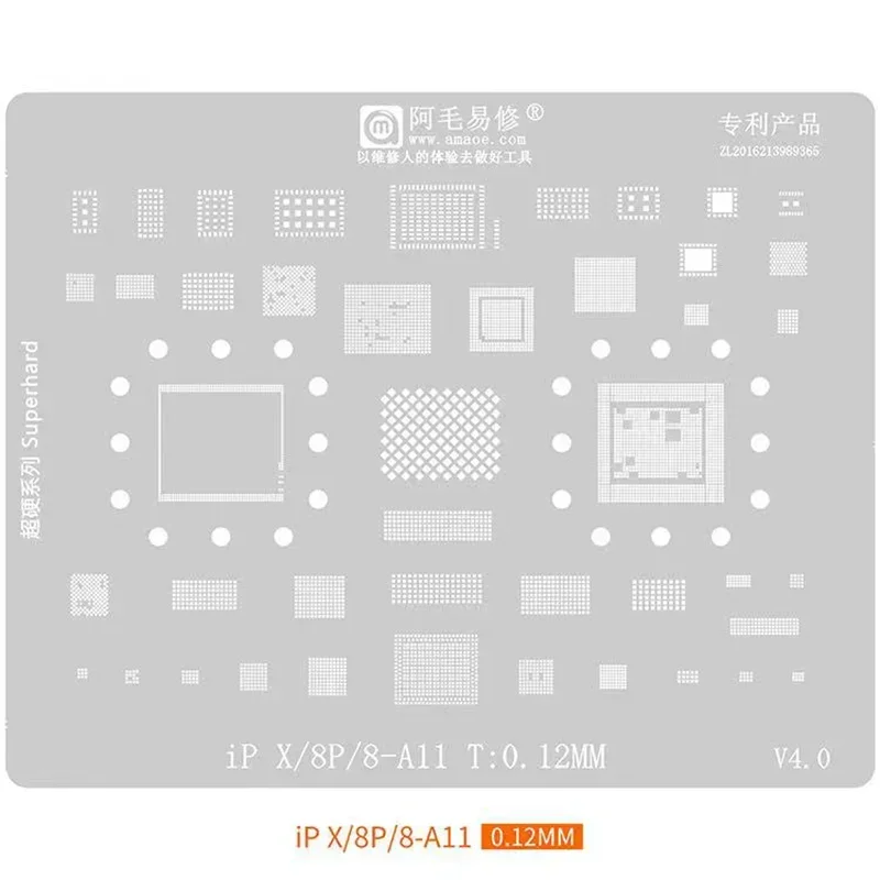 AMAOE BGA Reballing Stencil Template for Iphone 5S 6 6S/ 7 8 X XS /MAX /XR 11 11PRO/MAX 12/13 14 12/13Pro Max Tin Mesh Tools Set