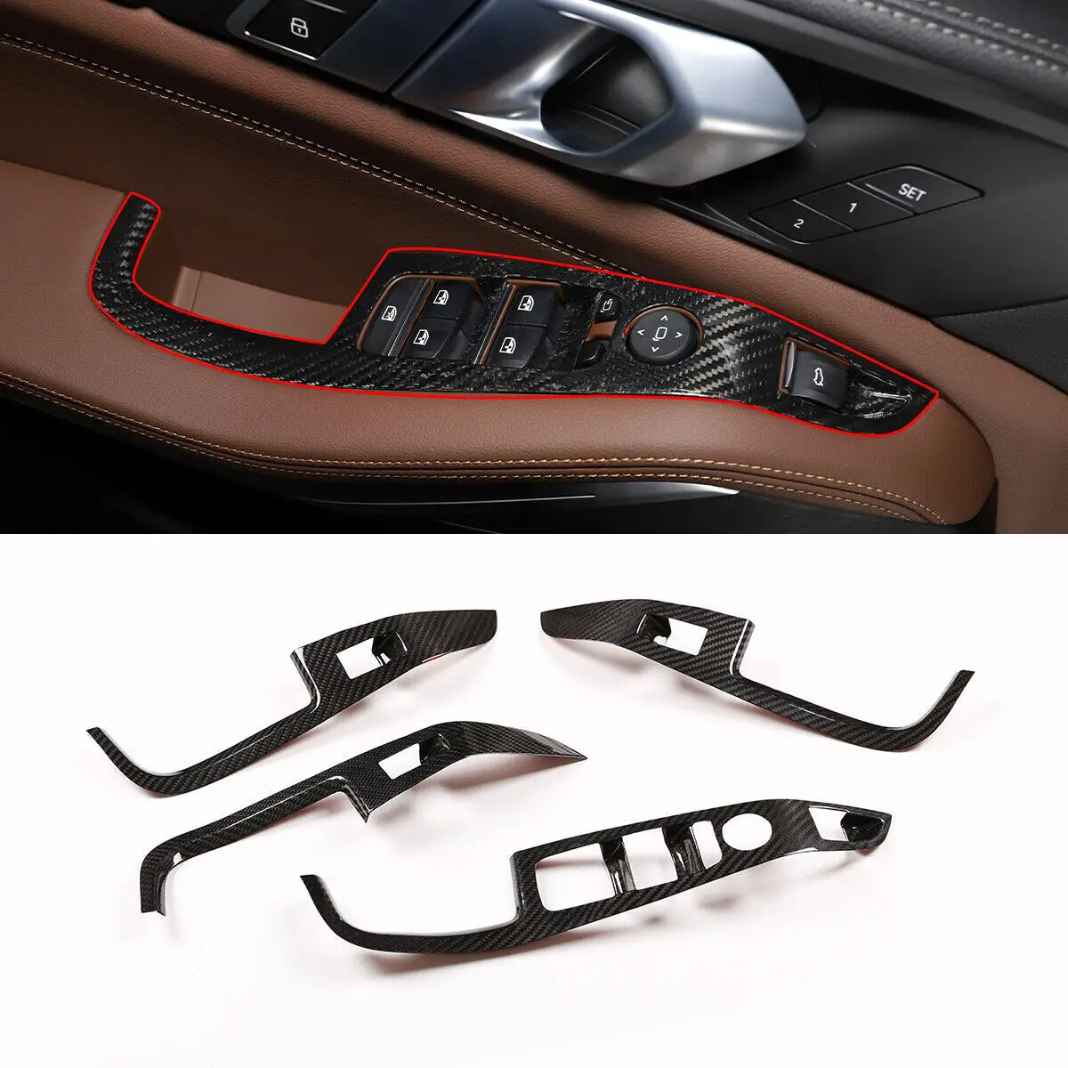 

Для BMW X5 G05 X7 G07 2019-2024 ABS Стайлинг автомобиля, двери, окна, стеклоподъемник, кнопка переключения, рамка, украшение, накладка, наклейки