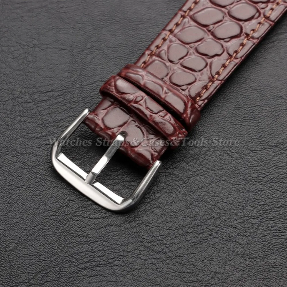 Echtes Leder-Uhrenarmband, weiches, schlankes Armband mit Dornschließe und Lychee-Muster, 10/12/13/14/16/18/19/20/21/22 mm, Armband mit Krokodilmuster – Detail 6