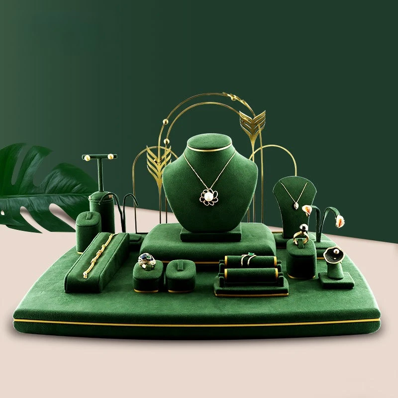 Jewelry display window props, high-end microfiber diamond necklace ring jewelry display shelf tray