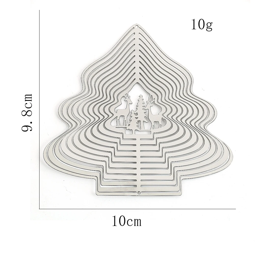 10cm Christmas Tree Elk Wind Spinner 3D Rotating Wind Chimes Mirror Reflection Effect Weathervane Outdoor Yard Hanging Decor