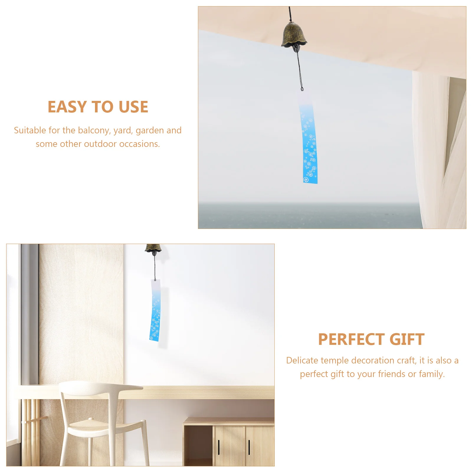 

Japanese Style Metal Wind Chime Vintage Hanging Ornament for Garden Balcony Yard Outdoor Temple Decoration Retro Wind Bell