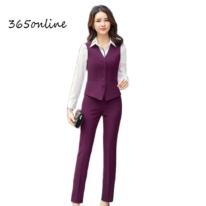 Formal Women Business Suits Uniform Designs 2 Piece Set with Tops and Pants Business Work Wear Pants Suits Trousers Sets