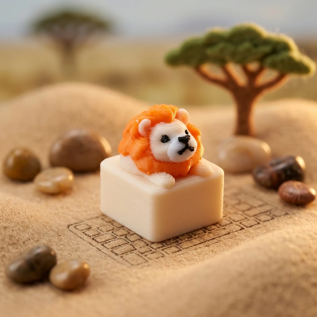 Cute lion shape key cap, creative mechanical keyboard decoration