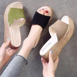 Platform Sandals Women  Korean Fashion Wedge Shoes Ladies High Heels Thick Bottom Mules Summer Casual Female Slippers