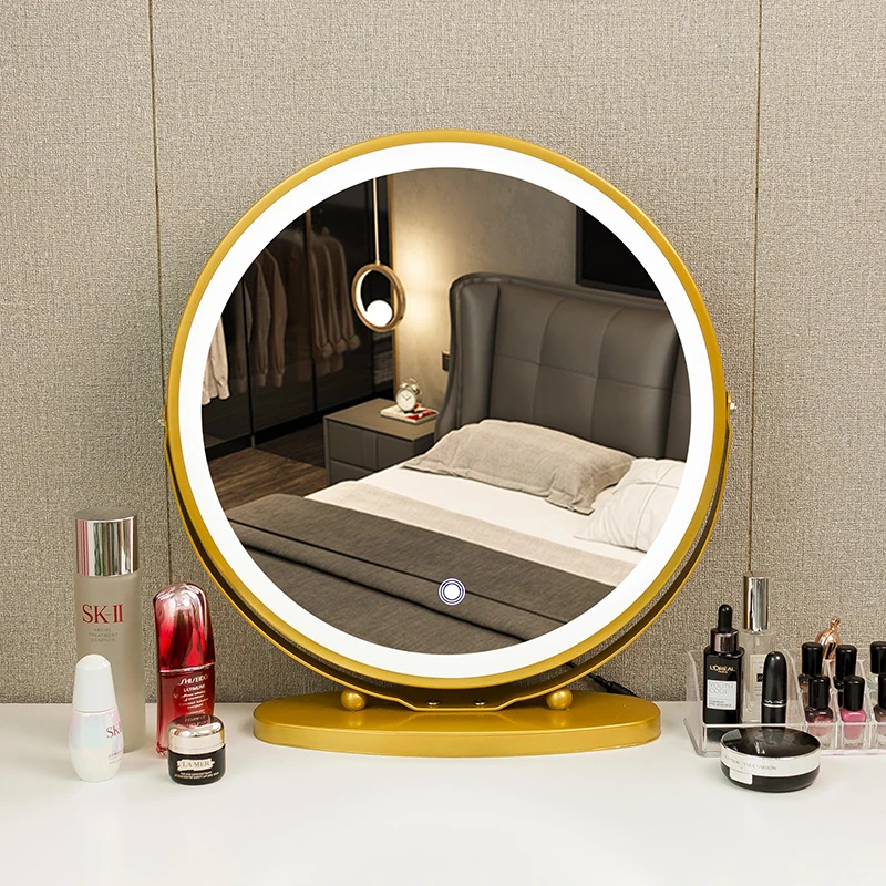 Smart Desktop Desktop Light Luxury With Light Bedroom Cosmetic Mirror LED Light Rotatable Rechargeable Student Dresser Mirror