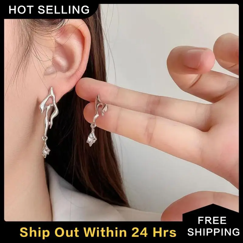 Geometric Irregular Earrings More Healthy Cold Wind Frosty Wind Earrings Earring Earrings With Fashion Zircon Zircon Earrings