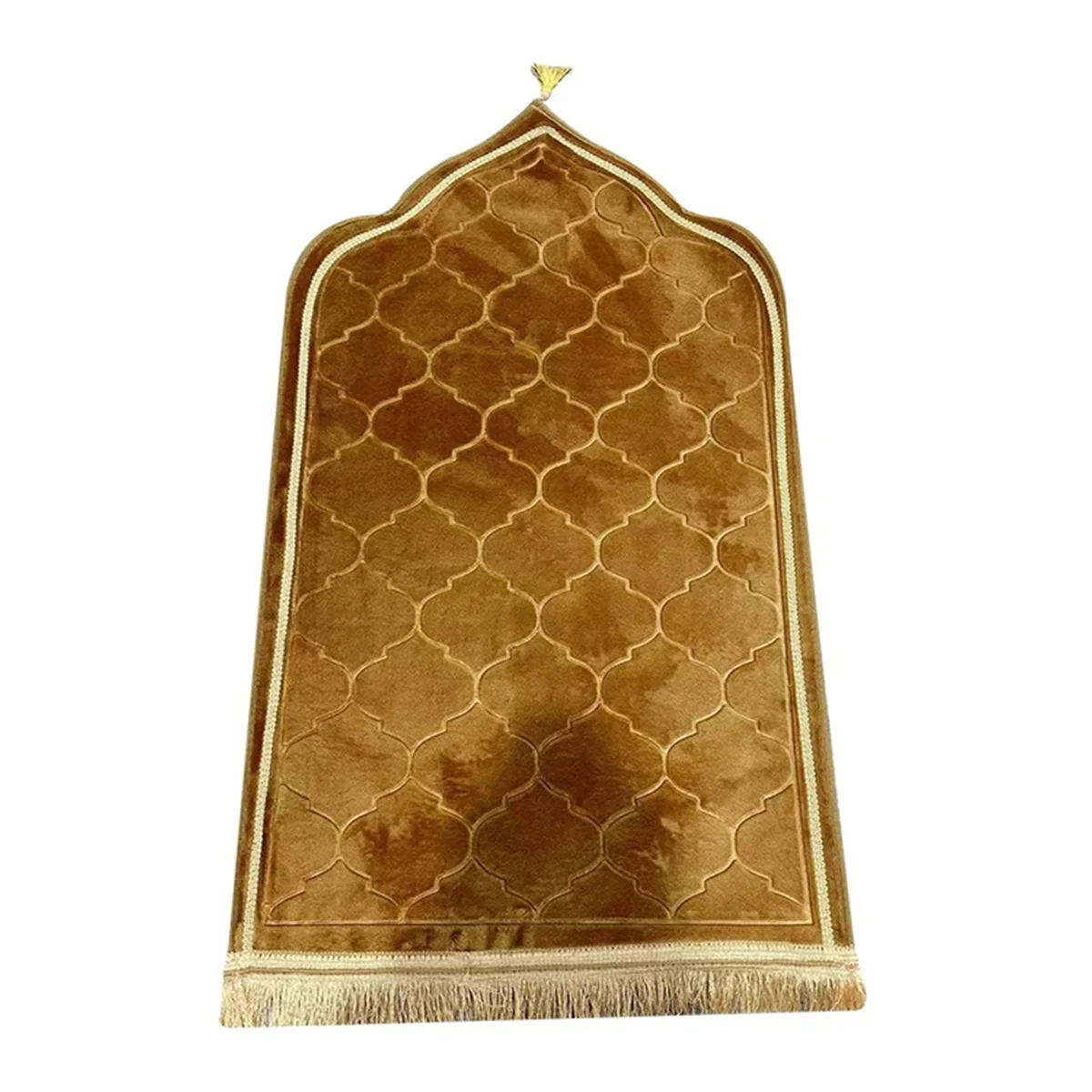 Muslim Prayer Rug Portable Travel Worship Mat Ramadan Non-Slip Carpet Embossing Floor Carpets Champagne Color