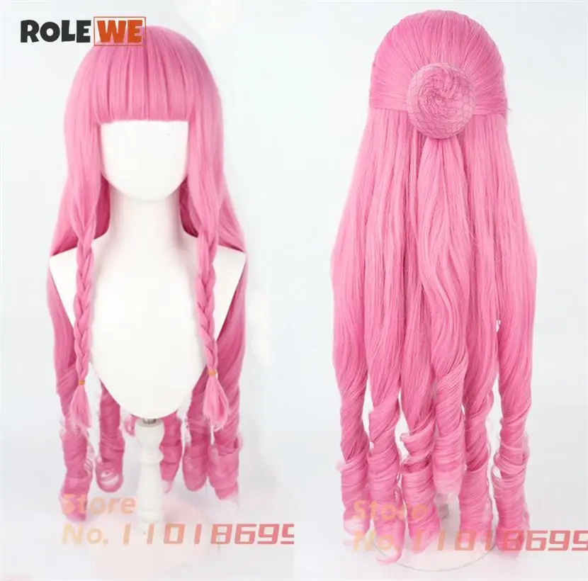 Perona Cosplay Wig 80cm Long Pink Curl Hair Anime Perona Wigs Heat Resistant Synthetic Hair Party Woman Wigs + Wig Cap