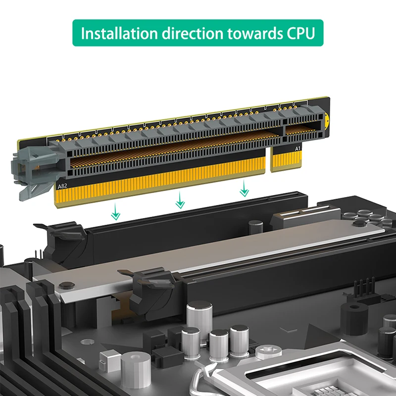 PCIE X16 to X16 Riser Card Adapter PCI Express 3.0 16X 90 Degree Reverse Male to Female Converter Expansion Card For 1U Computer