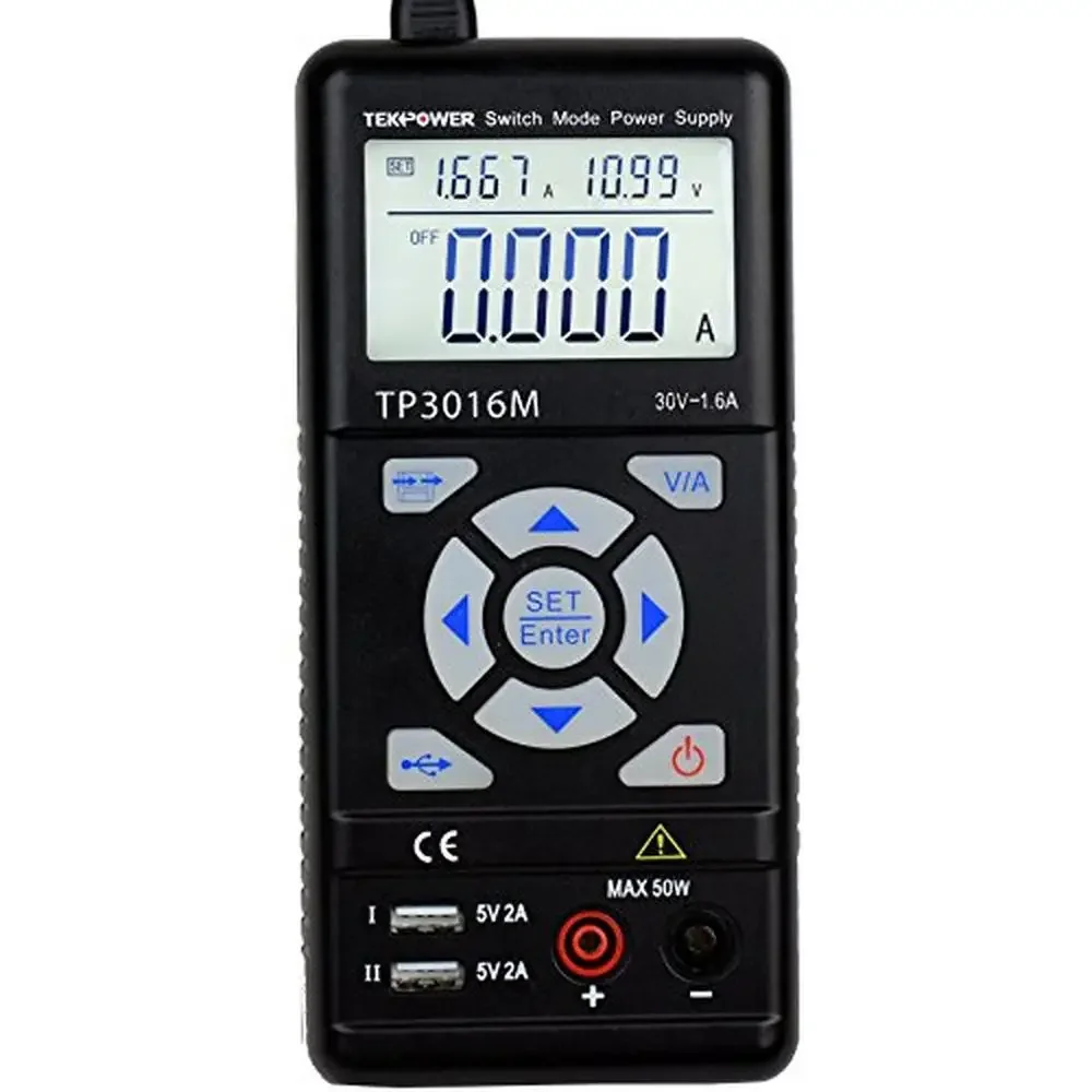 Portable Variable DC Power Supply USB Port 0.3-12V 0-3.75A / 0.3-30V 1.6A with VC CC Control Precision 4 Digits Display Short