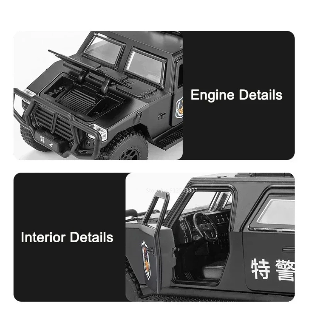 1:32 DongFeng MengShi X-Trail Polizeiauto Modell Spielzeug Metalldruckguss Zurückziehen Türen Opend Swat Öffentliche Sicherheitsmodelle Kinder präsentiert