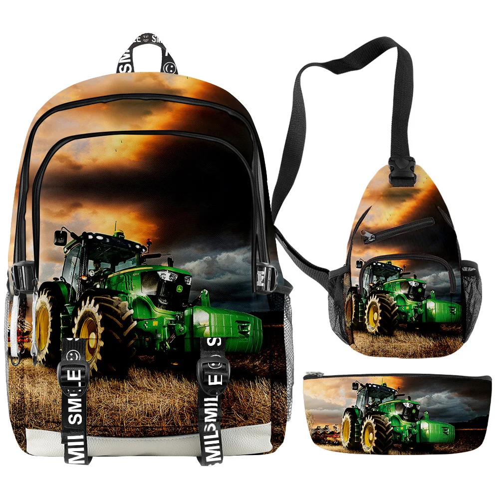 

Fashion children Kids School Bags sets Novelty Tractor Pattern 3pcs Set Student Backpack Teenagers Boys bag Mochila Rucksack