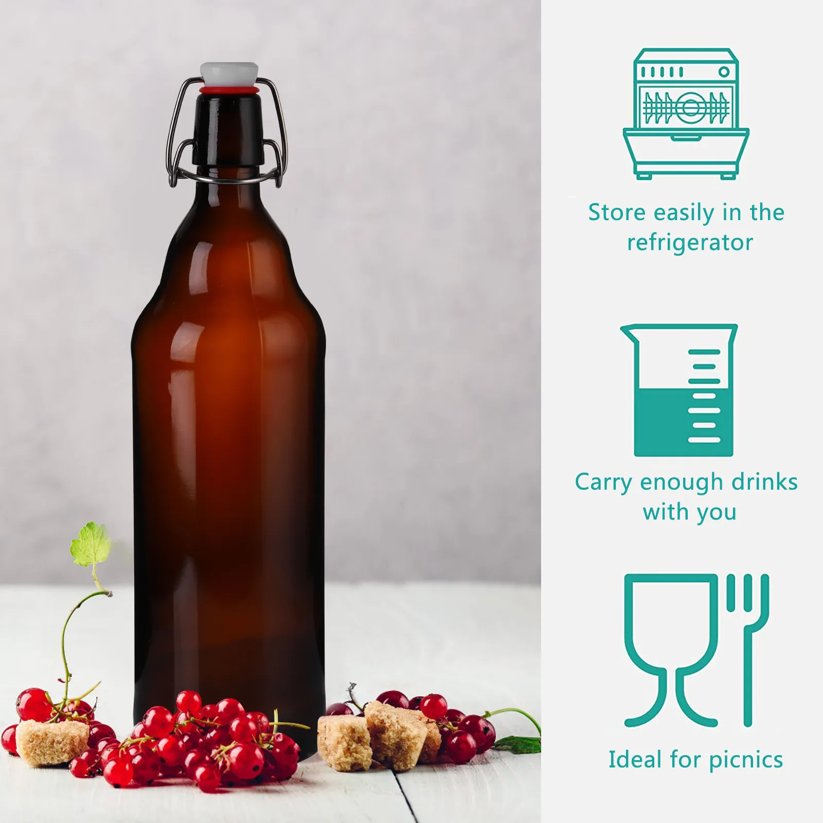 

2 Pcs Beverage Bottle Buckle Clip Glass Bottles with Airtight Lid for Juicing Juice
