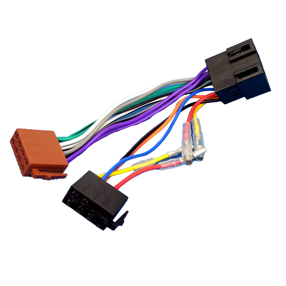 For ISO Female Radio Cable 12V 16pin Car Stereo Radio Wiring Harness Connector Adaptor Cable ABS Auto Adapter Wiring