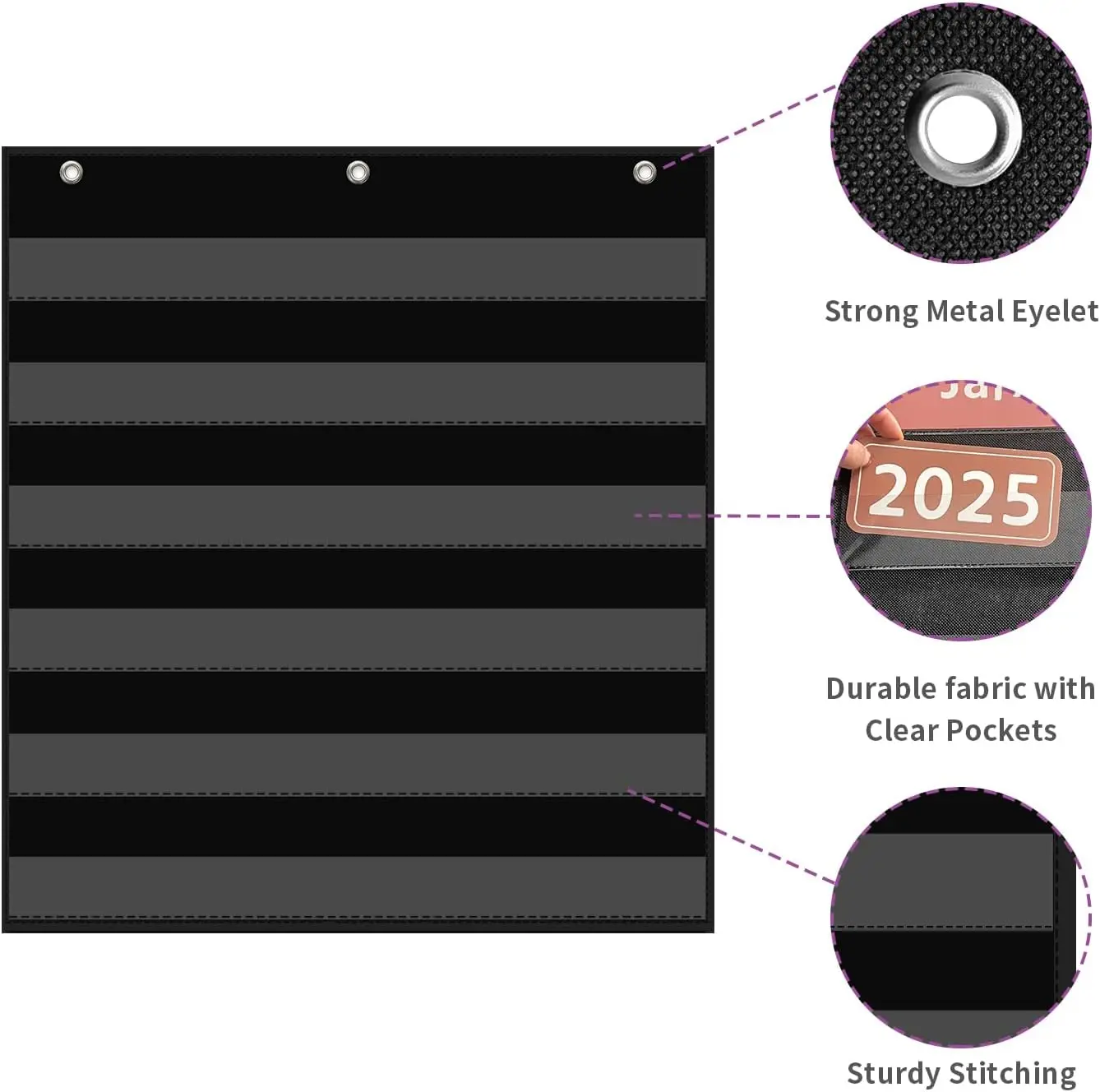 Bagan Saku Standar untuk Dinding Pengajaran Kelas Perlengkapan Pendidikan 6 Saku untuk Penggunaan Homeschool dan Sekolah