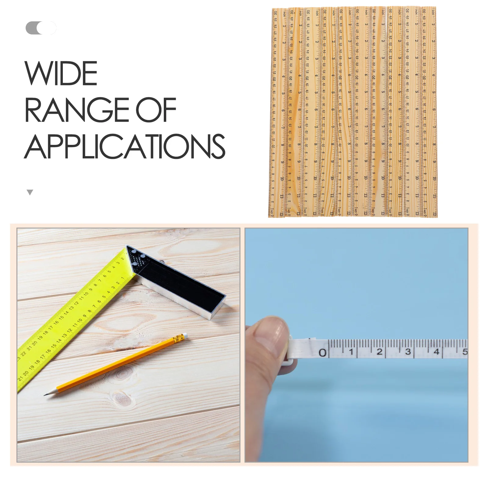 10 قطعة مسطرة خشبية متعددة الوظائف مقياس القرطاسية النجارين دليل القراءة السائبة الحكام الطالب