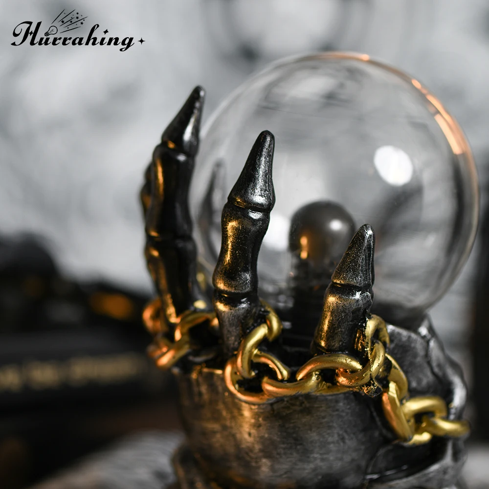 Hurrahing Five-Finger Golden Skull Plasma Lamp 4-Inch Atmospheric Night Light Desktop Decor Halloween Gift Sale