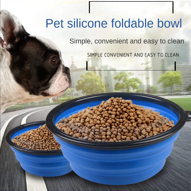 350/1000ml Pet Folding Silicone Bowl Outdoor Travel Portable Puppy Food Container Feeding and Drinking Bowl